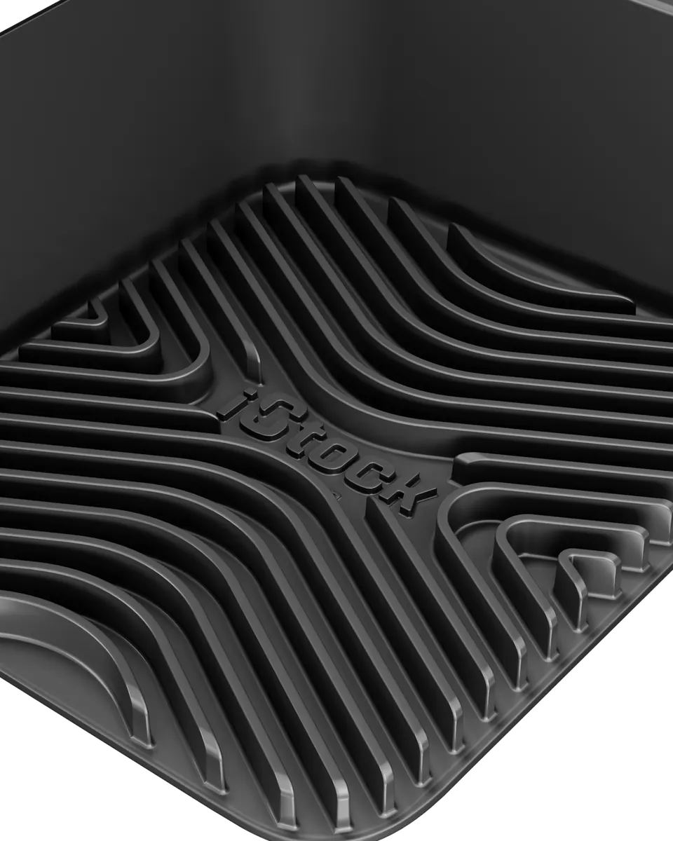 Close-up of an AirFlow Pro liner base, showing the raised ridges and the embossed iStock logo
