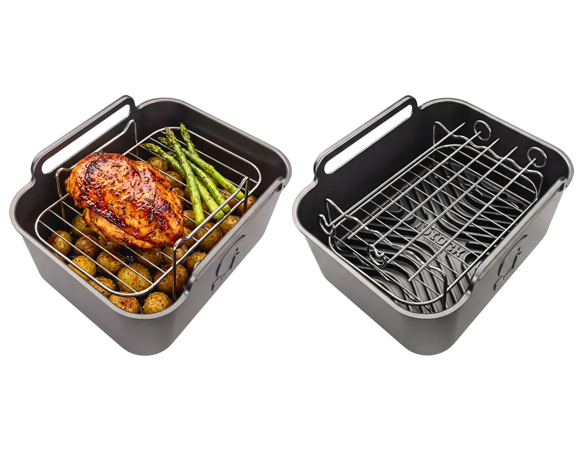 Two Ninja AF400UK baskets with stainless steel racks and skewers